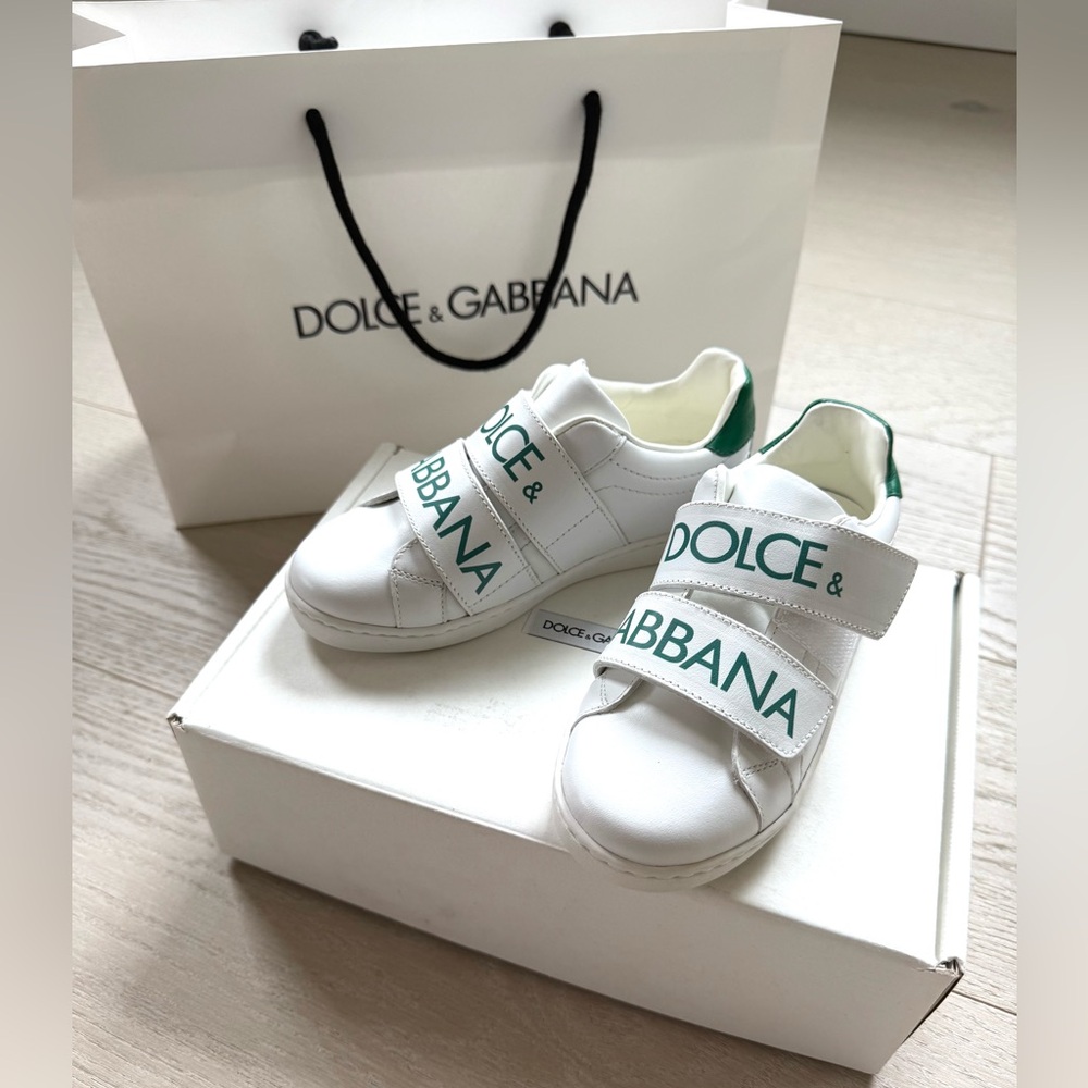 Dolce & Gabbana White and Green Sneakers with Chunky Sole Sz. 28